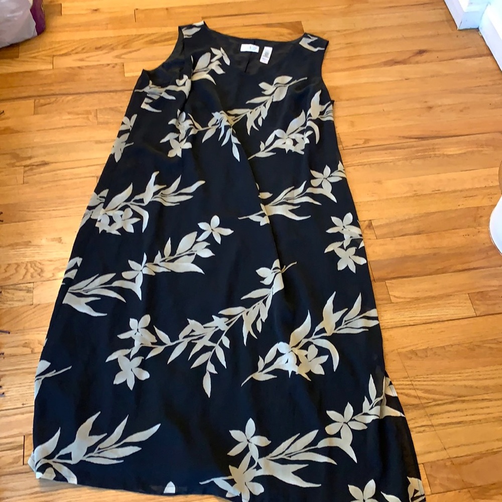 Villager maxi sleeveless dress- 22W- black & tan